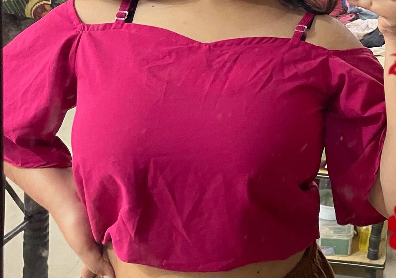 Pink Off-Shoulder Top
