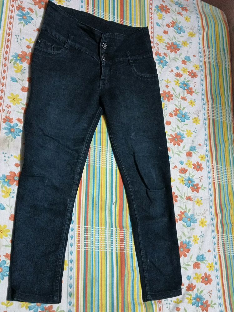 High Waist Black Jeans Slightly Faided