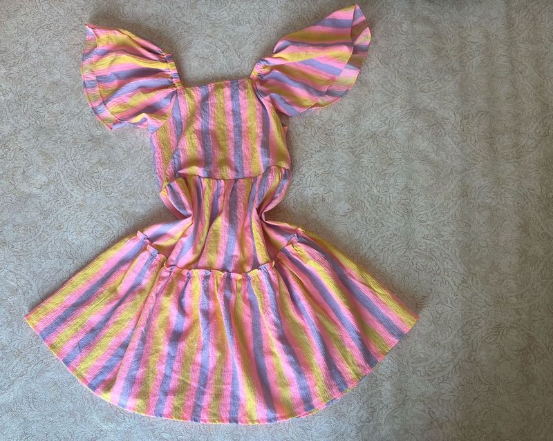 Striped Ruffle Sleeve Dress