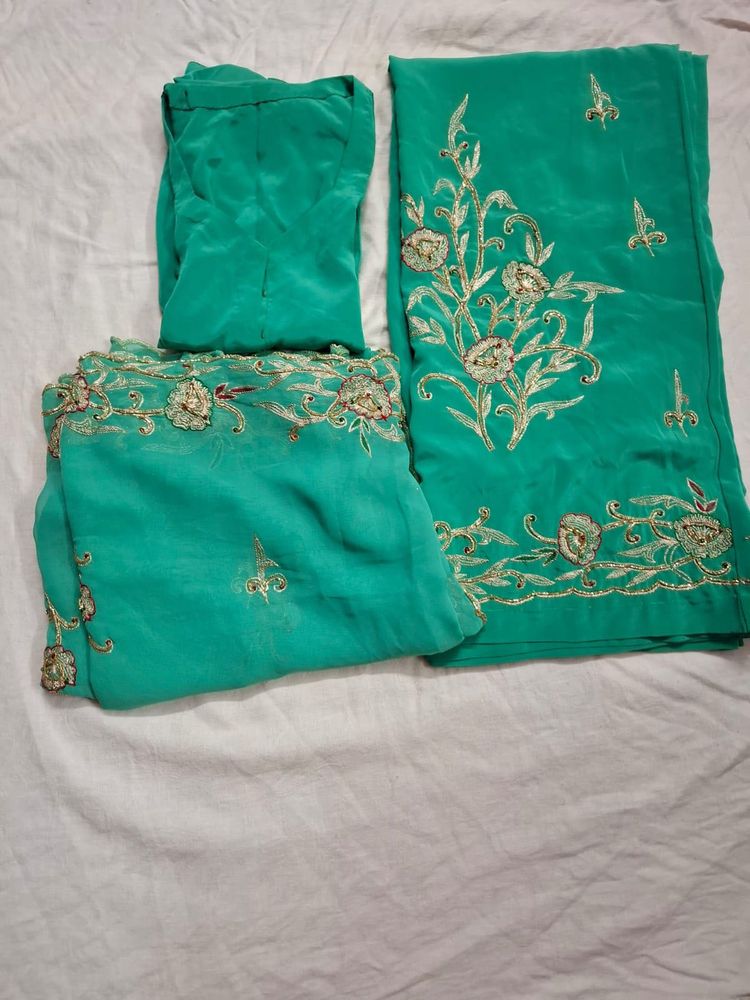 Fancy Peacock Green Lehenga Choli/saree Set