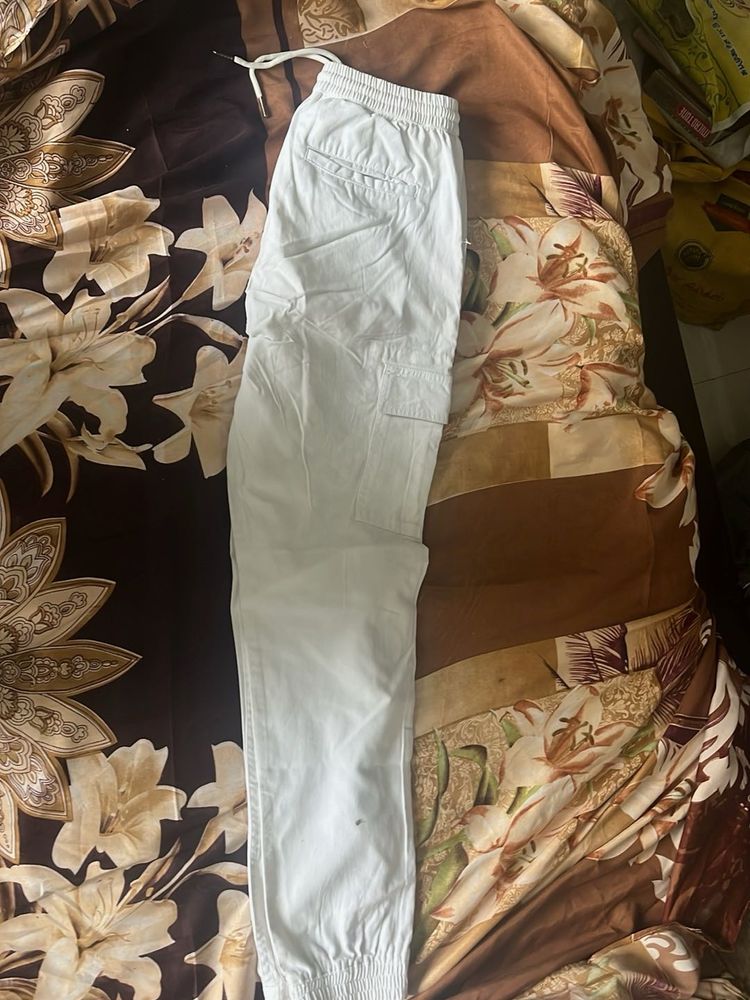 White Cargo Joggers
