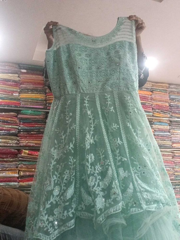 Elegant Mint Green Ethnic Gown