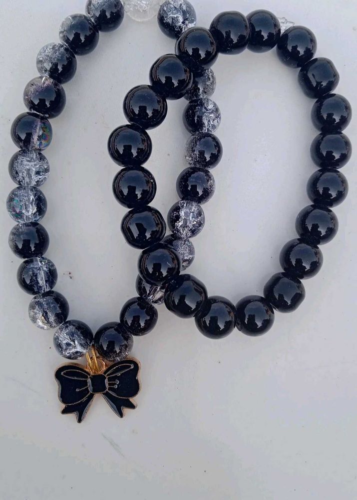 Black Beaded Bracelet Set