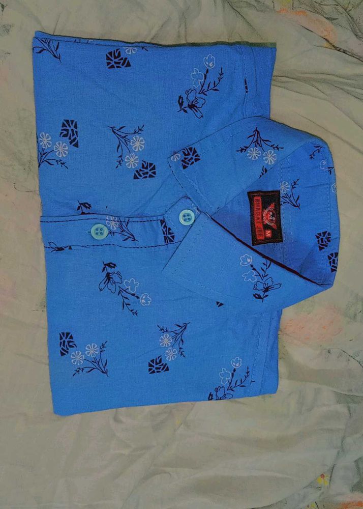Floral Print Shirt - Light Blue