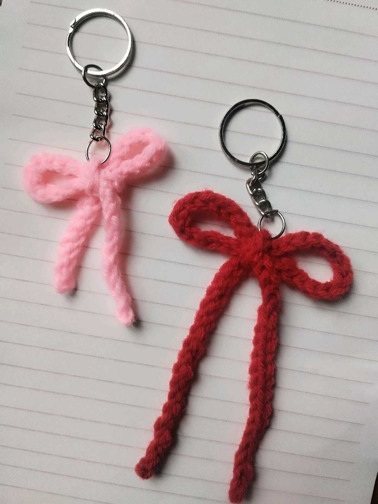 Cute Bow Keychains - Pink &amp; Red Set