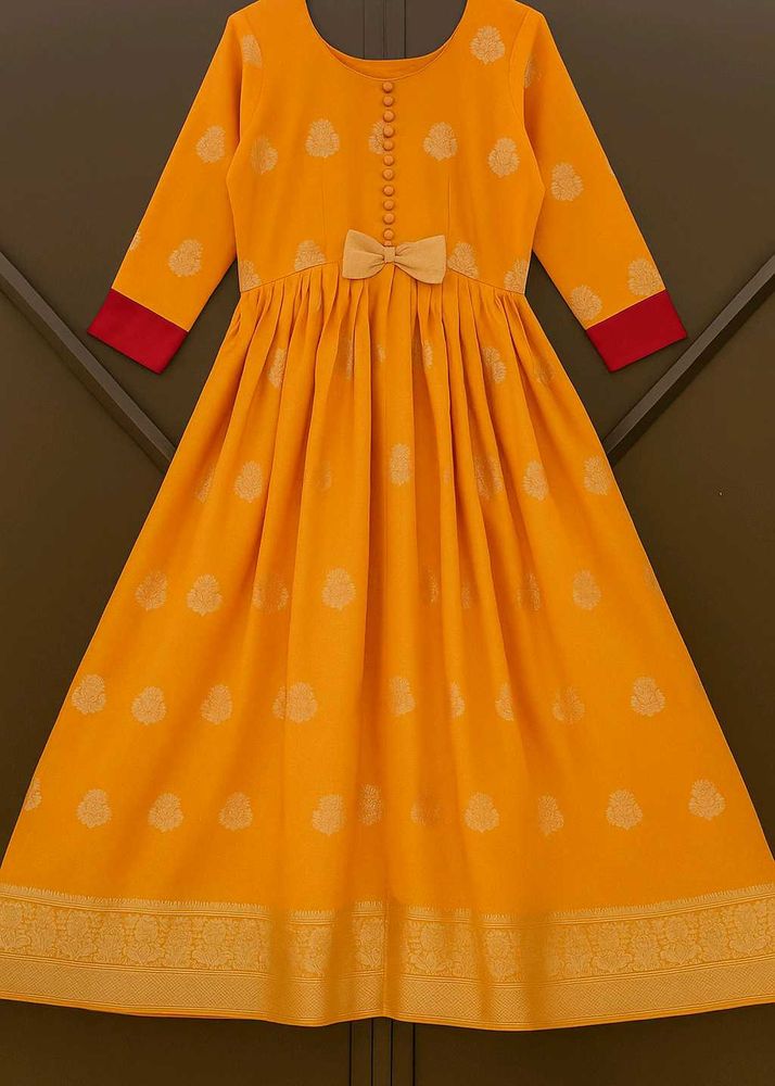 Women Mango yellow Ethnic Gown