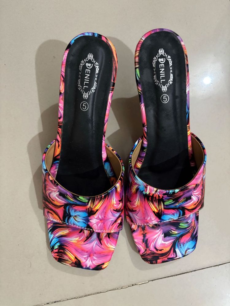 Colorful Heeled Mules