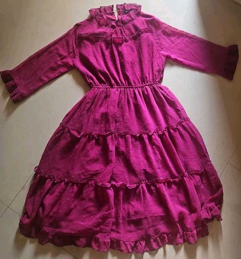 Magenta Ruffled Dress