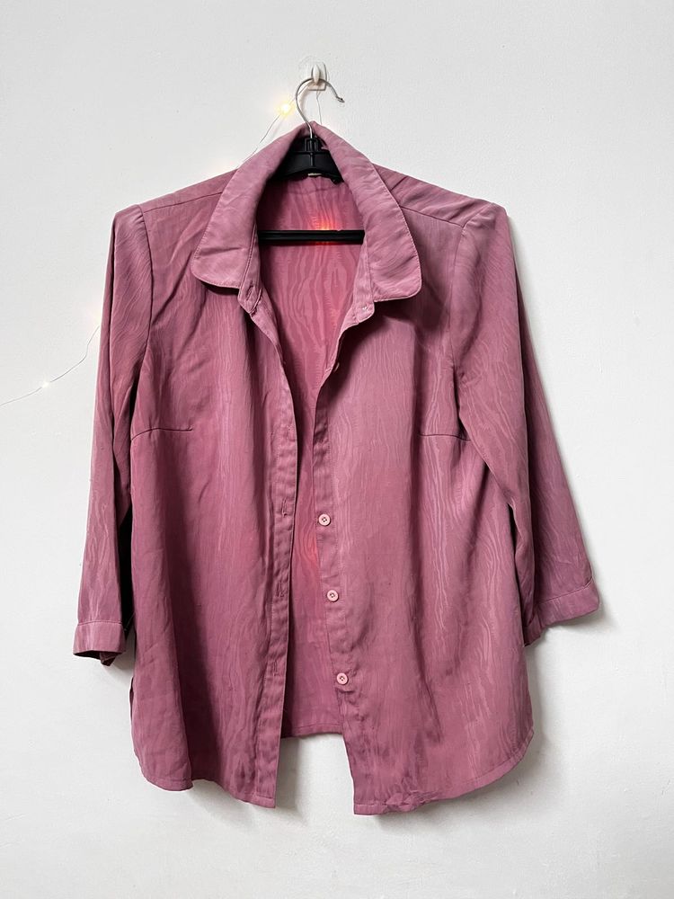 Pink Shirt  3/4 Sleeve Button-Down