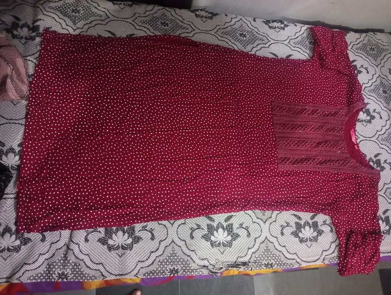 Maroon Polka Dot Dress