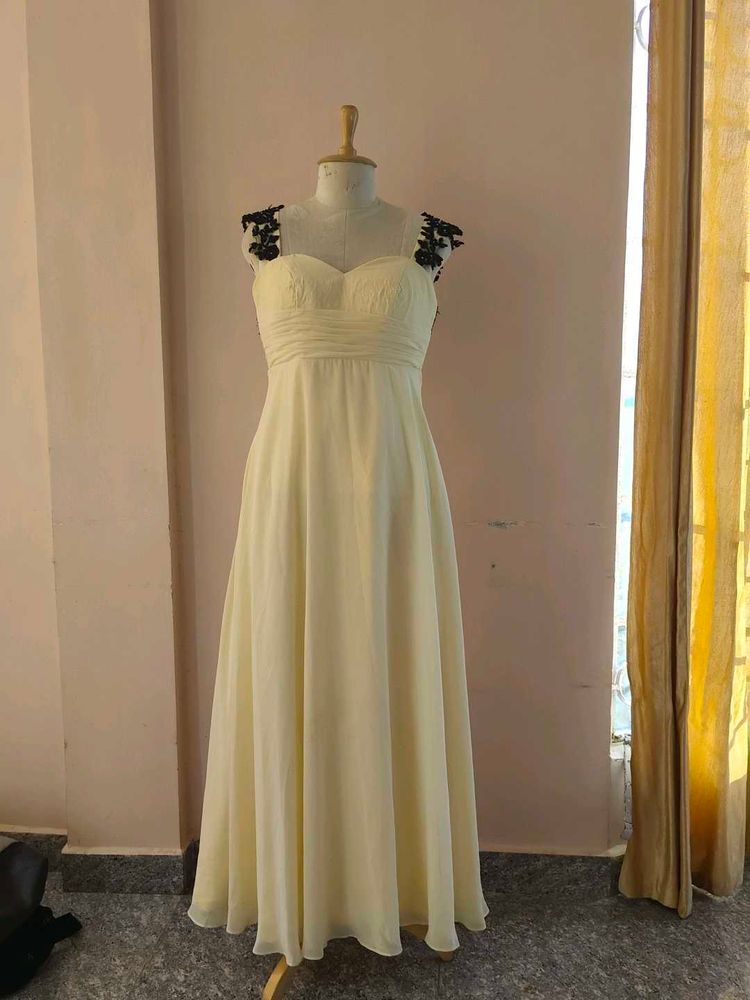 Elegant Trending Butter Cream Chiffon Gown