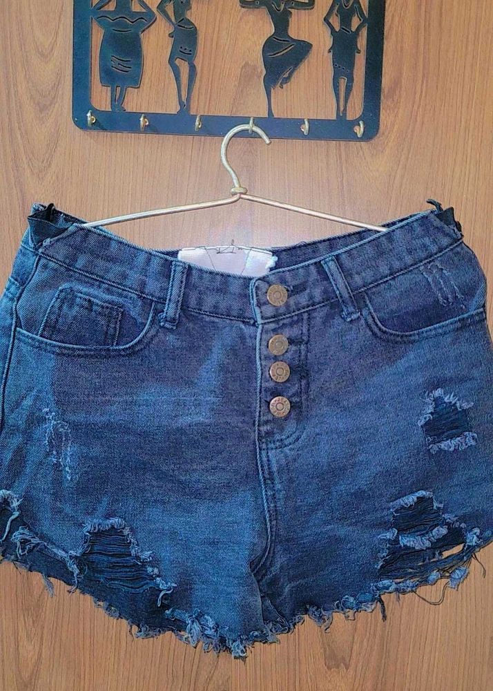 Distressed Denim Shorts