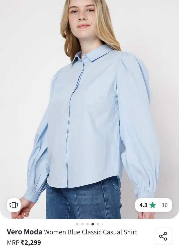 Vero Moda Blue Long Sleeve Shirt