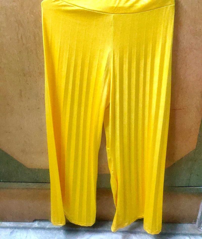Bright Yellow Striped Palazzo Pants