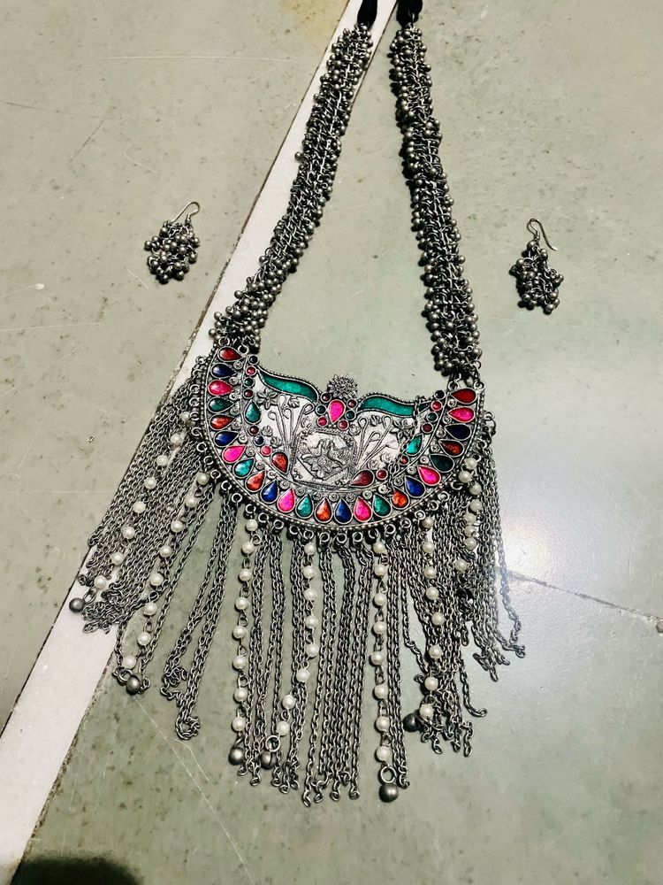 Navratri Oxidised Necklace &amp; Earring Set