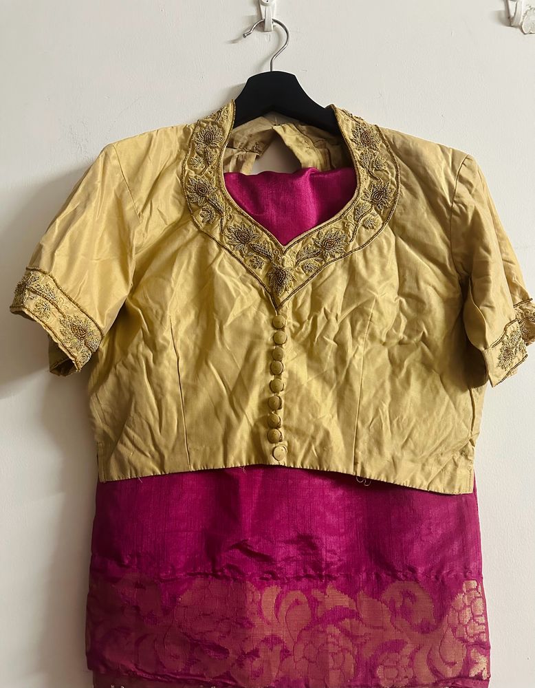 Gold Blouse with Embroidery Detail