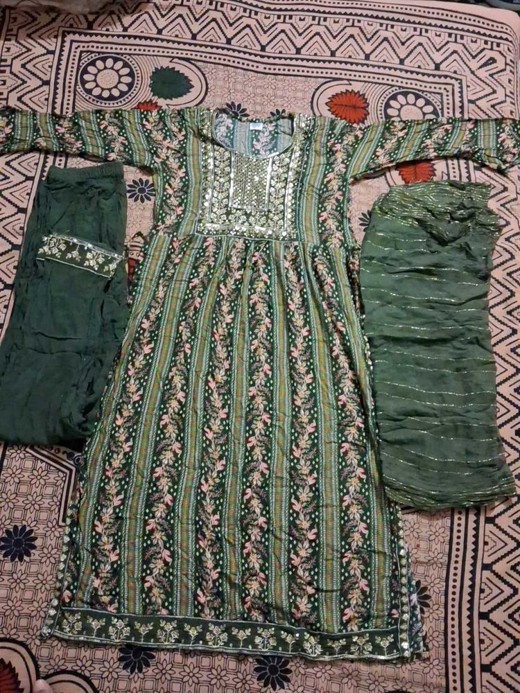 Green Embroidered Anarkali Suit Set