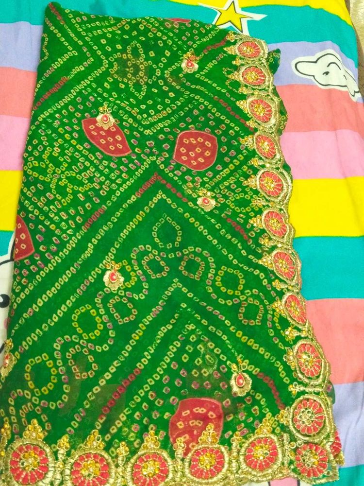 Green Chunri Saree