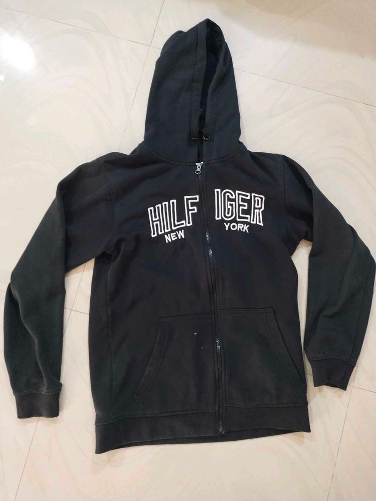 Branded Sweater Jacket With Hoodie
