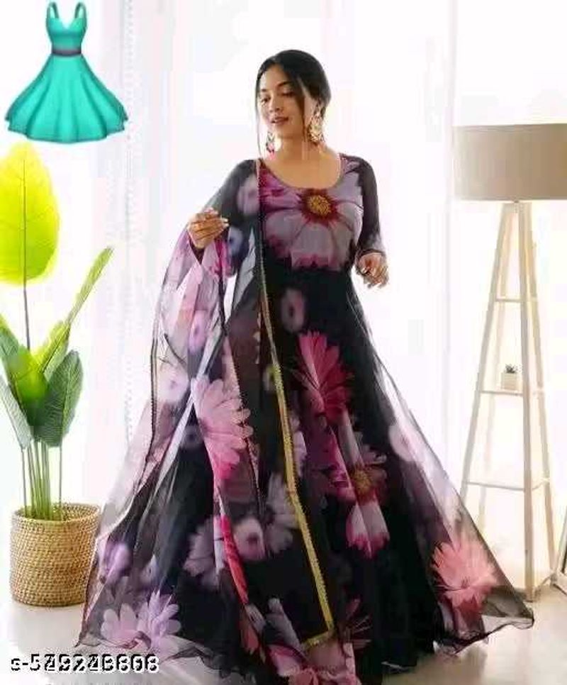 Floral Print Ethnic Gown