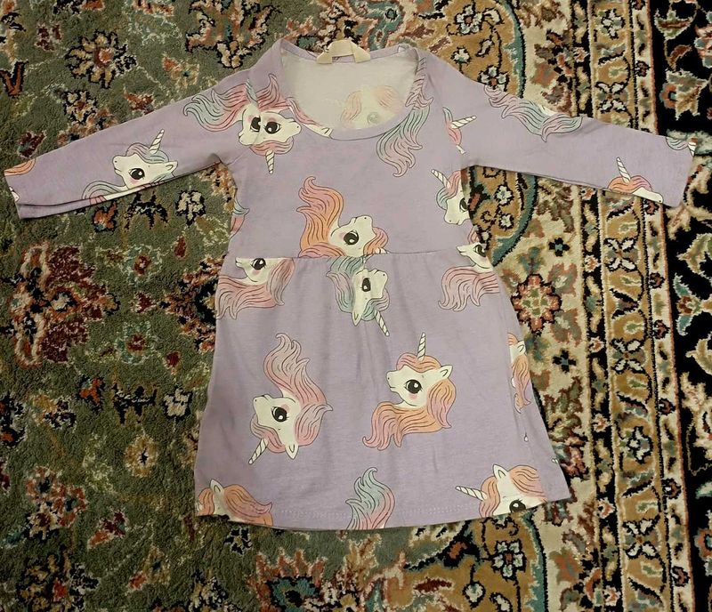 Combo Of One Unicorn Dress 2-3 yrs And Tp Skirt