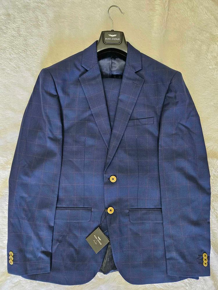 Brand New Park Avenue Blue Checkered Suit