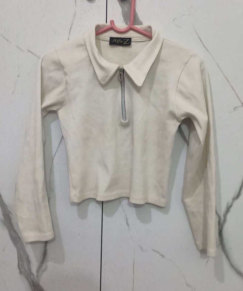 Full Sleeve Polo Neck Top