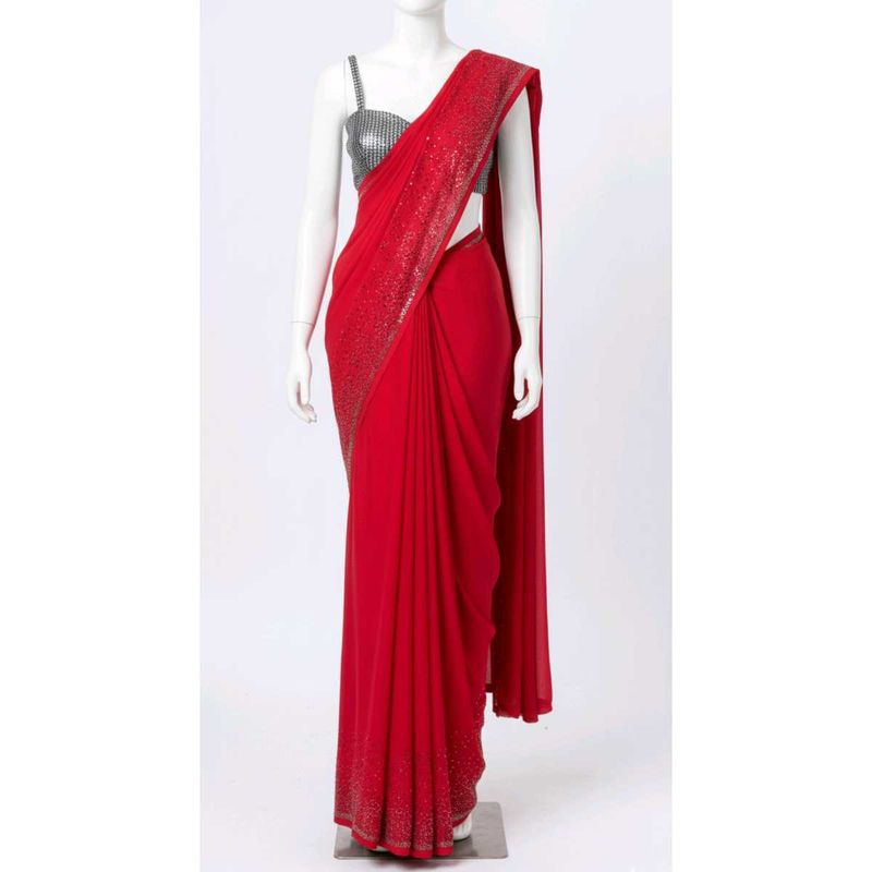 Price : 3500 pink Satin Saree with blouse