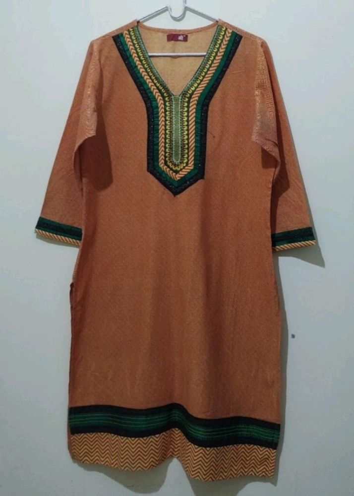 Shree yellow kurta with green and black border