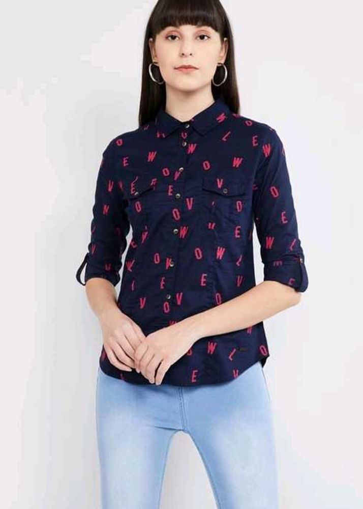Navy Printed Shirt