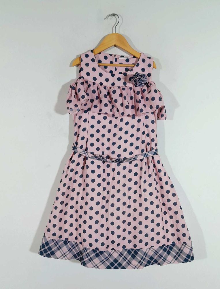 Pink Printed Dress For Girl&#39;s