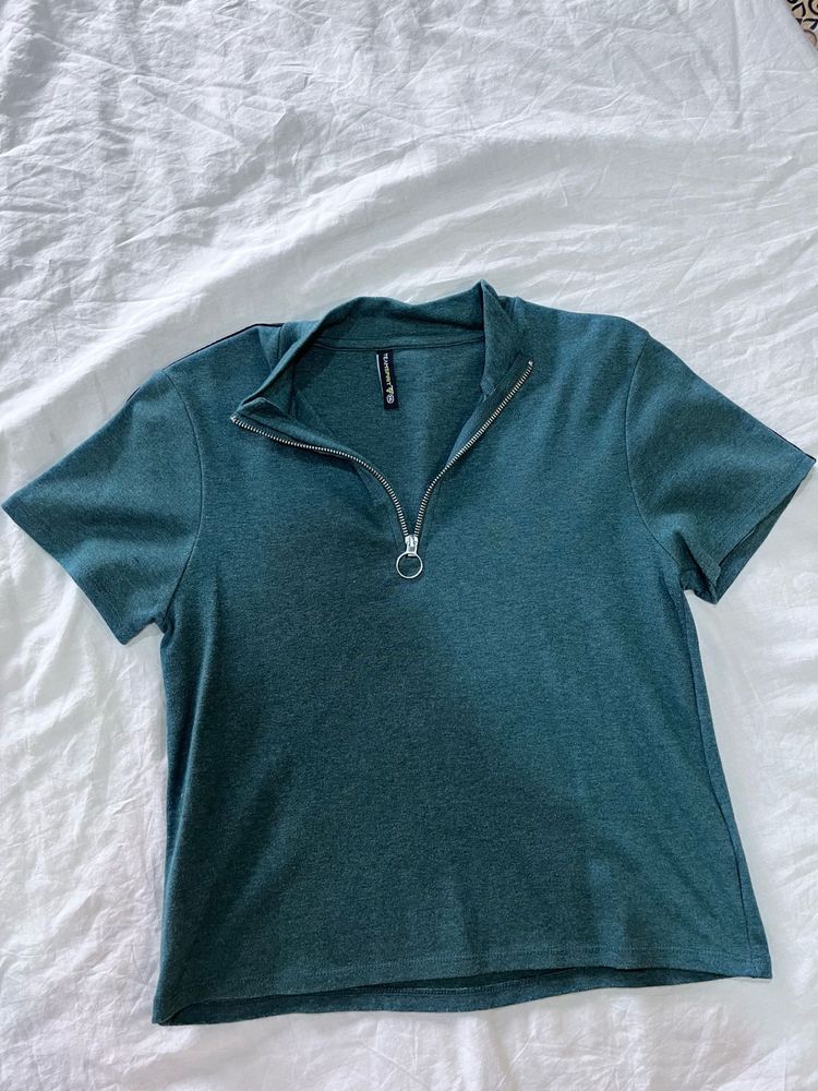 Green Quarter Zip Tee