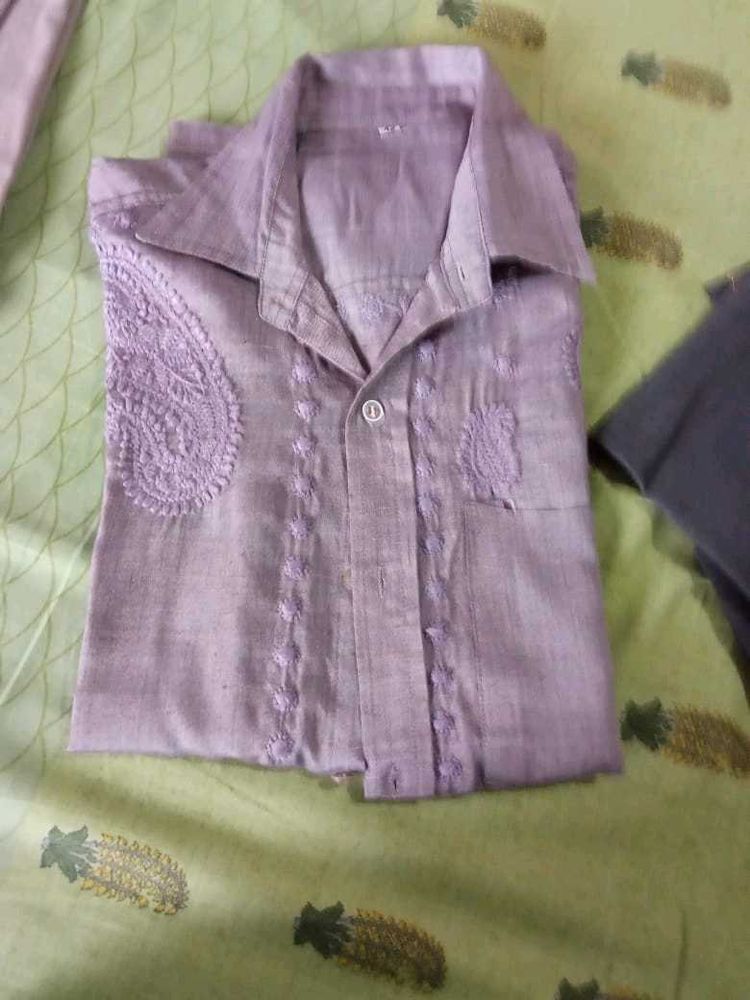 Embroidered Lavender Shirt