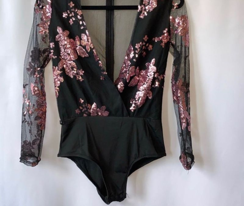 Sequin Floral Bodysuit