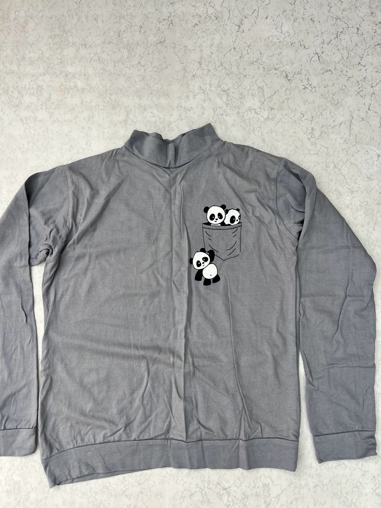 Cute Panda Print Long Sleeve Top