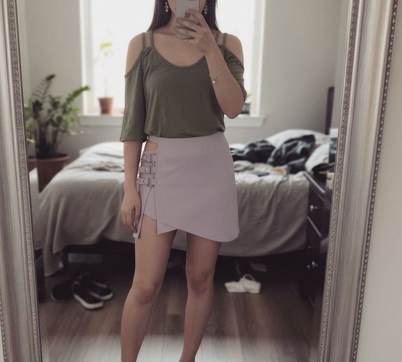 Cute offshoulder Top with cutout strap sleeve