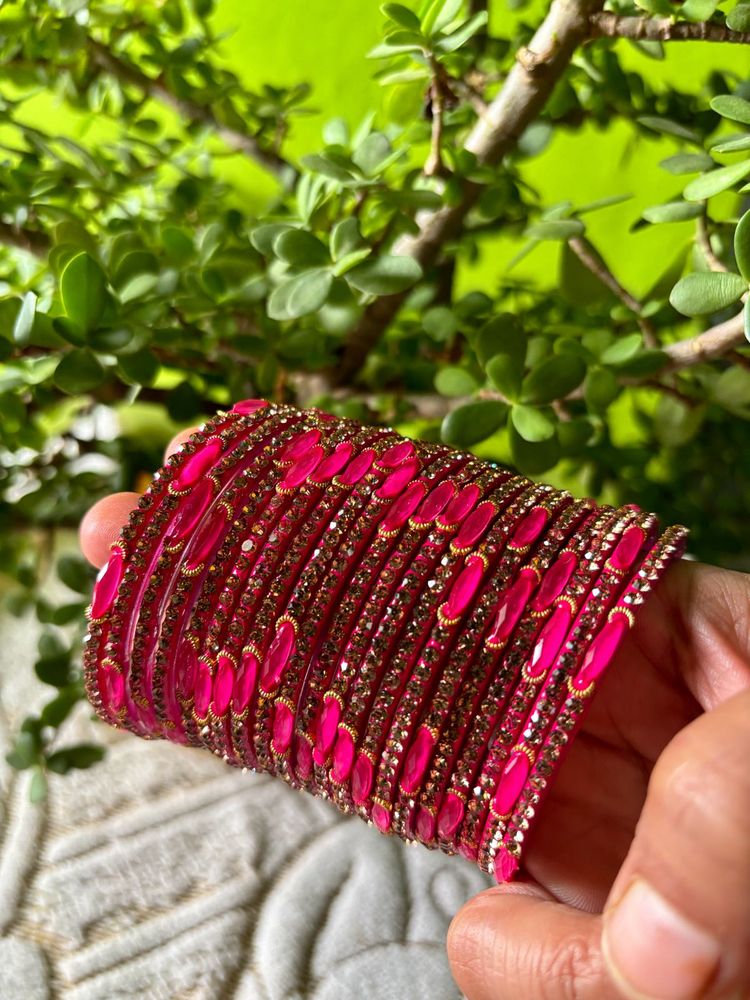 Glass Bangles with Zircon Gemstone