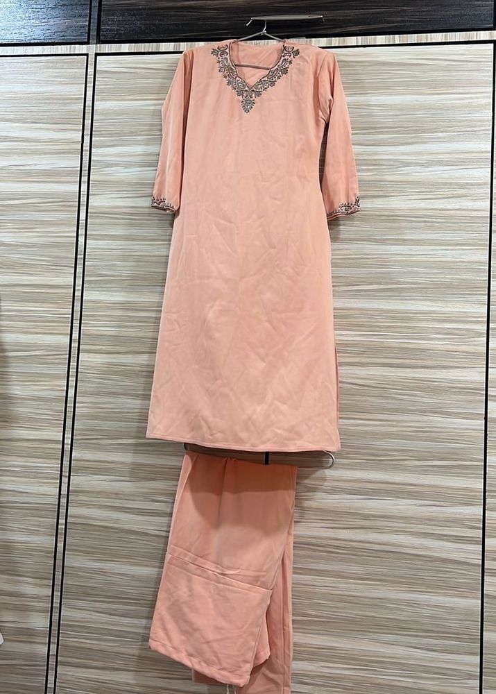 Peach Kurti With Salwar Set