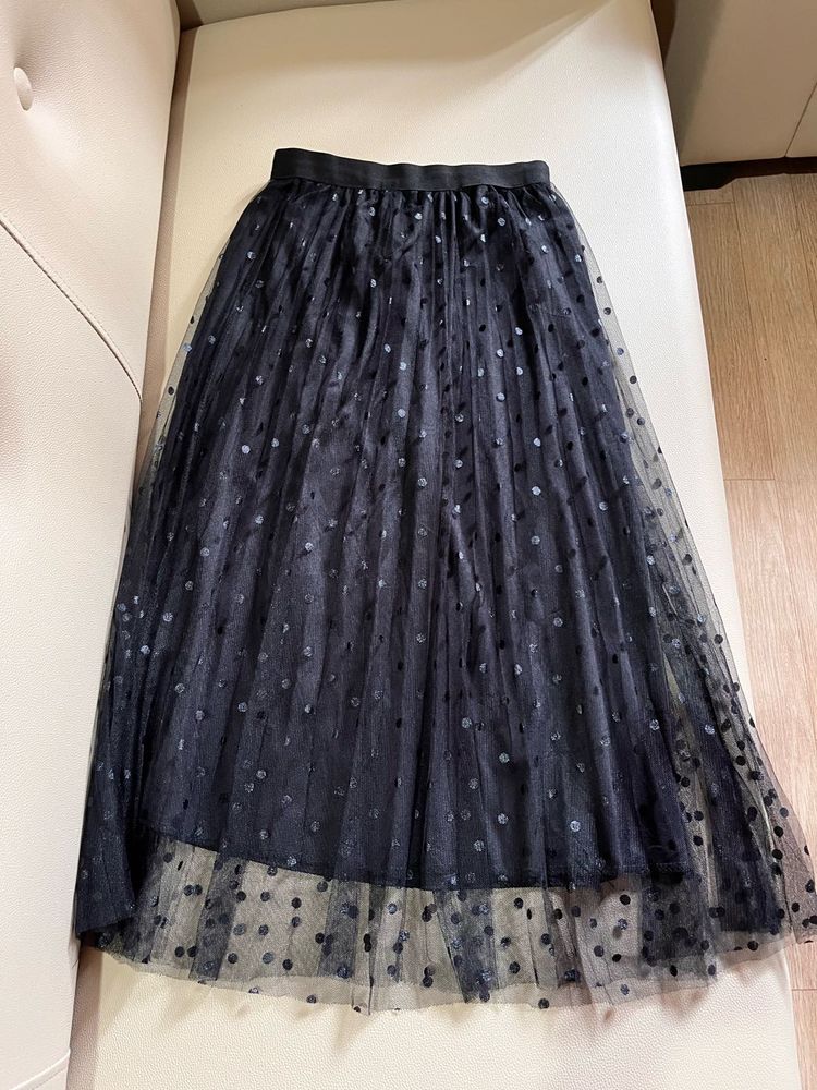 black Polka Dot Tulle Skirt