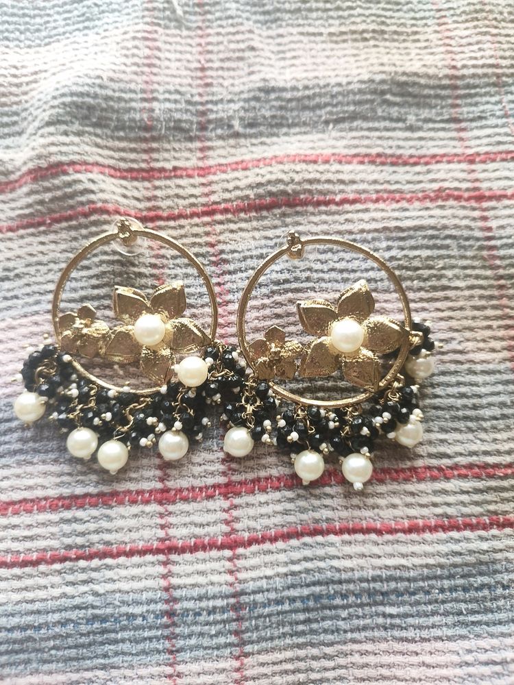 Black Beaded Earrings