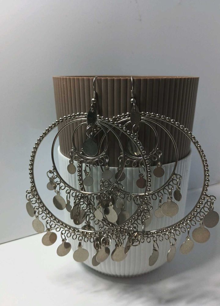 Statement Silver Hoop Earrings