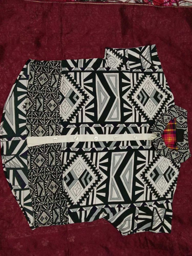 Patterned Button-Up Shirt