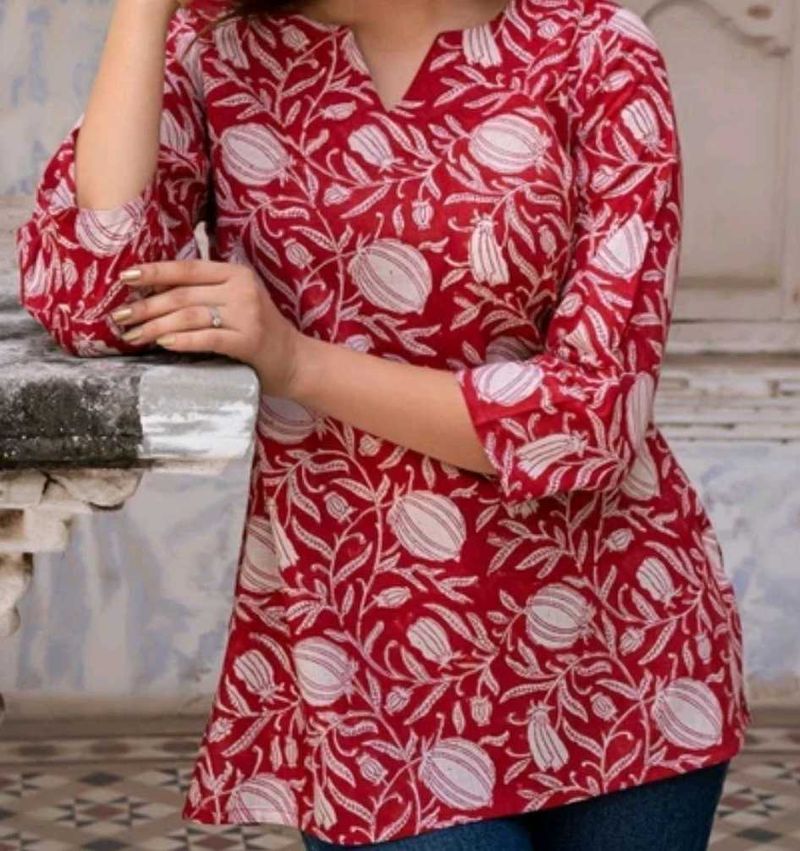 Red Floral Print Top