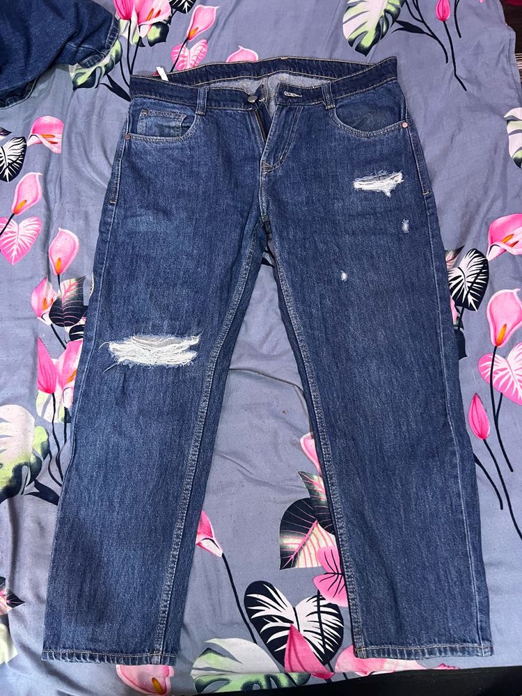 Ripped Blue Denim Jeans