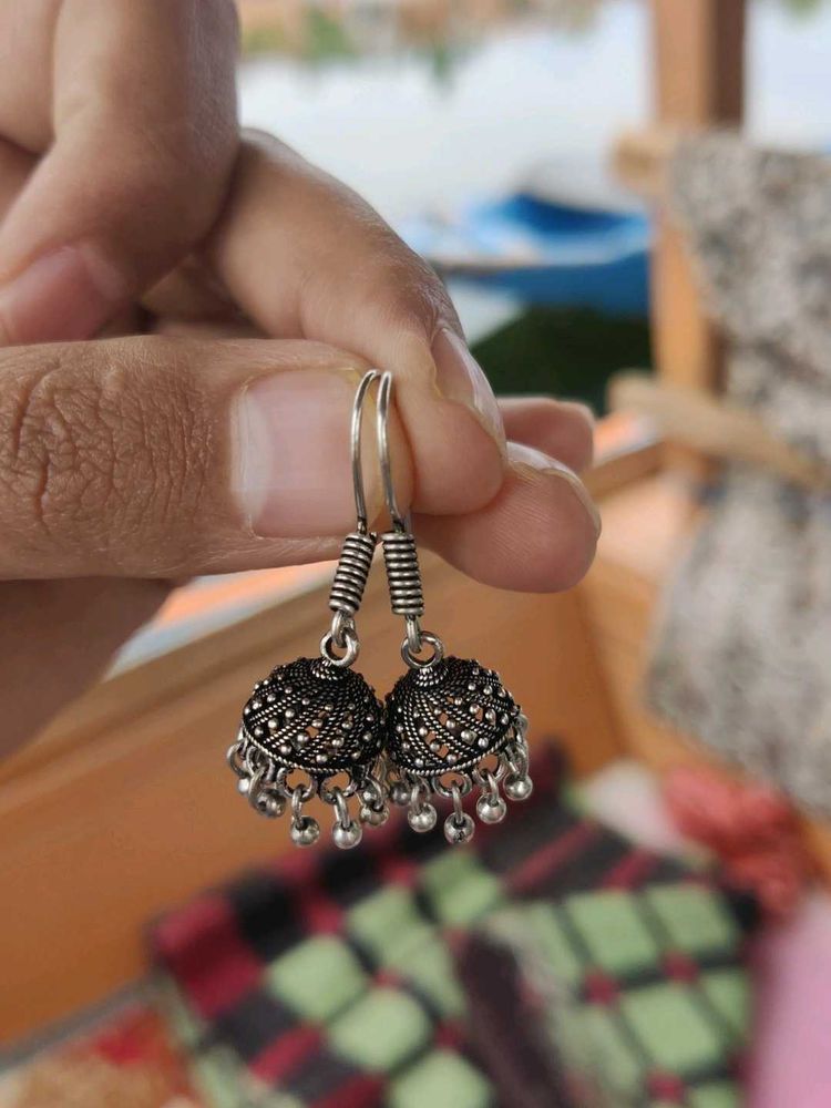 Silver Colour Jhumka Earrings