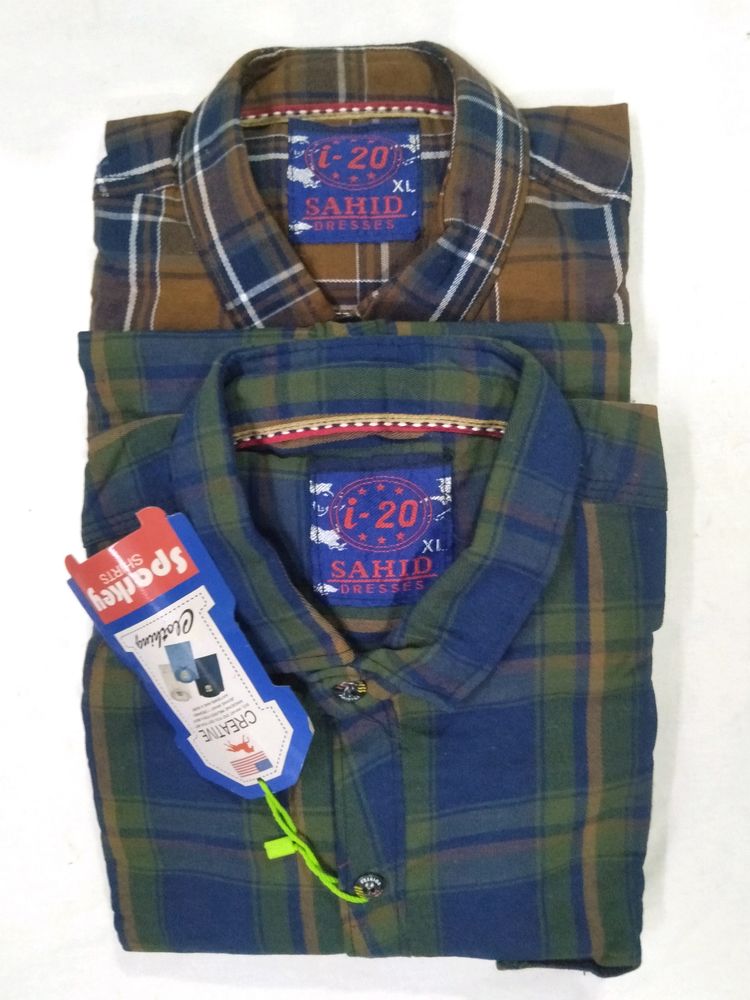 L Size Indigo Check Shirt ( Pack Of 2 )