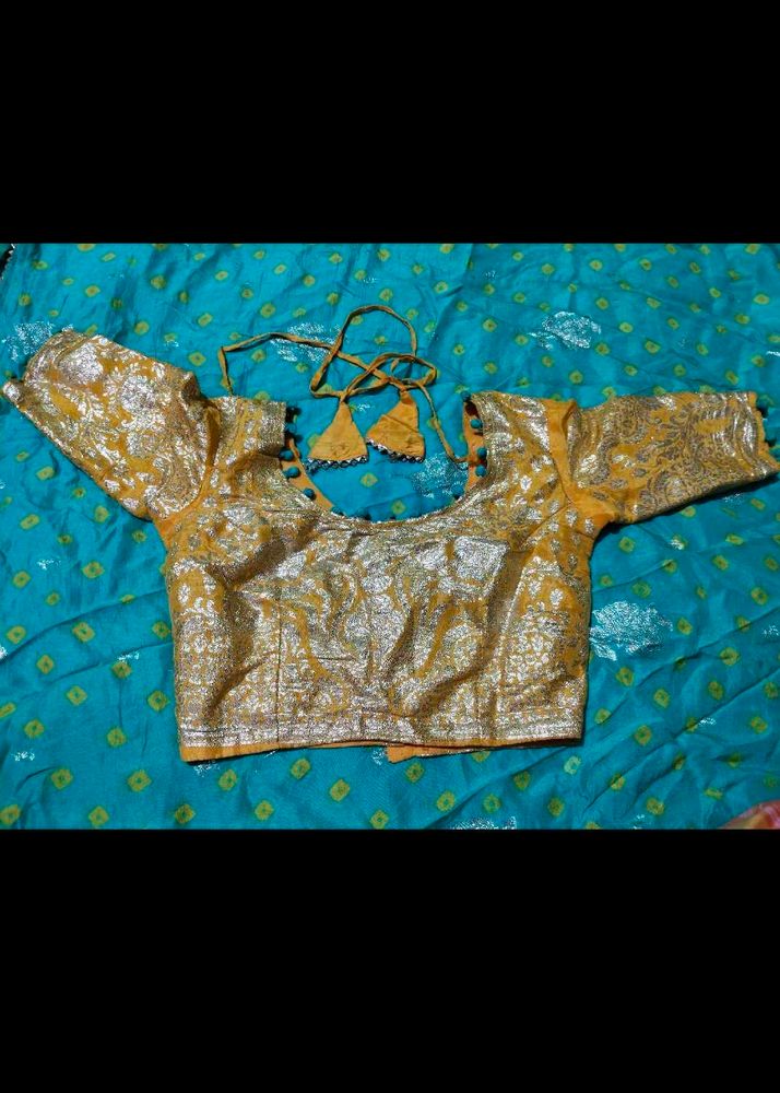 blue bandhni Printed Saree