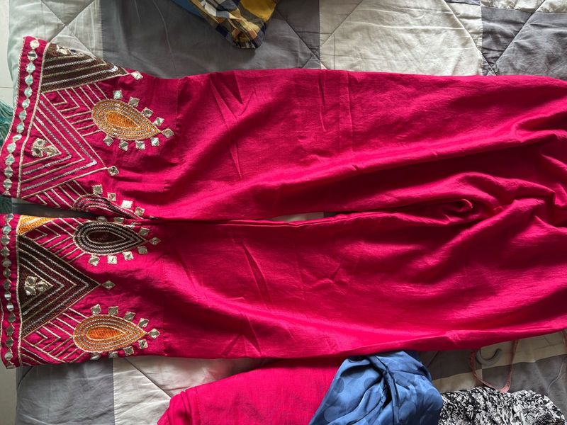 Pink Embellished Palazzos