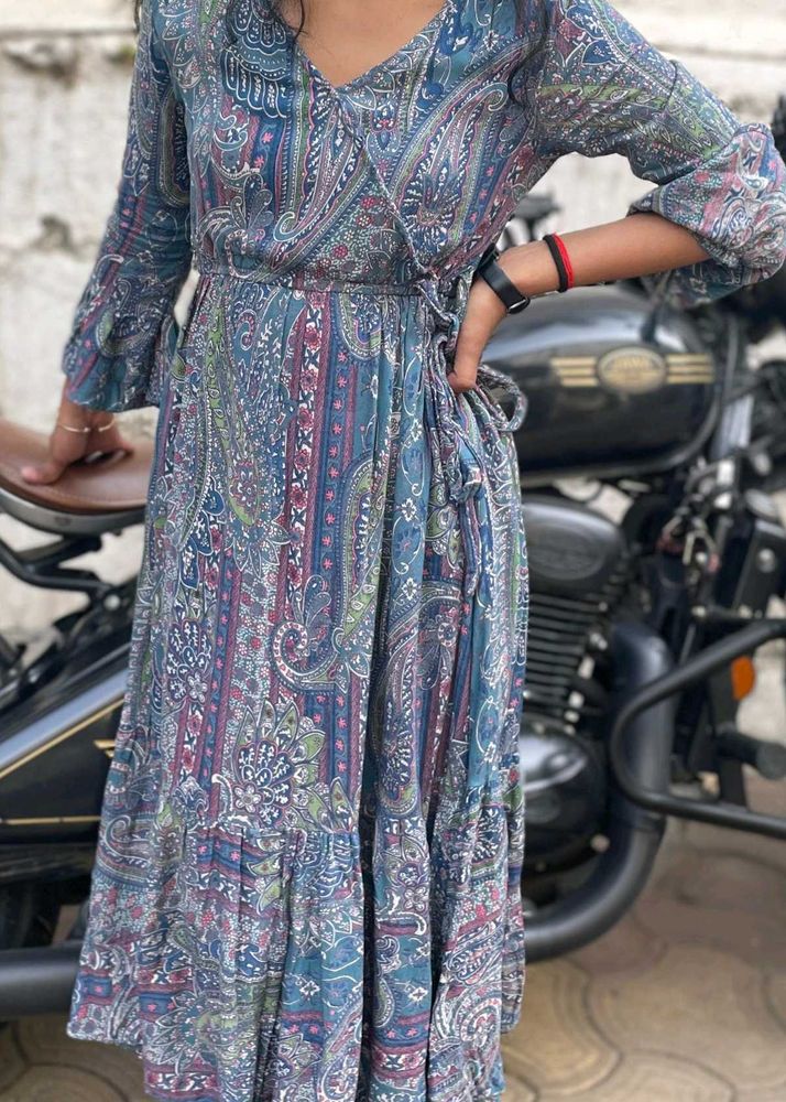 Paisley Print Wrap Dress