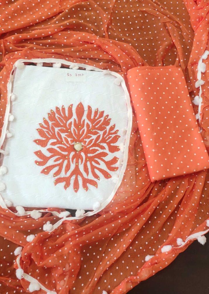White Embroidered Dress Material